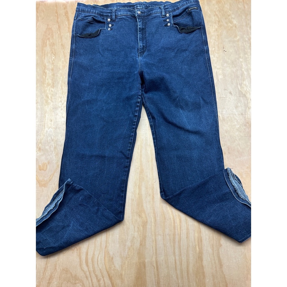 Western Ethics Blue Denim Straight Leg‎ Jeans Women 22W Ornate Button 7519XMDN